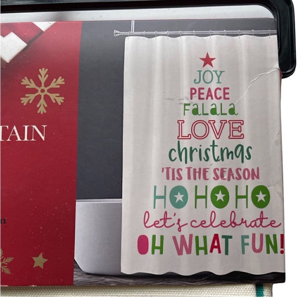 Joy Piece Love Holiday Festive Tree Shower Curtain 72” x 72” NWT